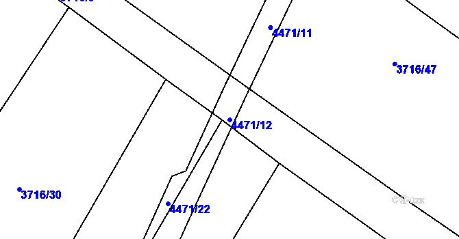 Parcela st. 4471/12 v KÚ Kuřim, Katastrální mapa