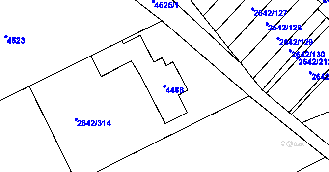 Parcela st. 4488 v KÚ Kuřim, Katastrální mapa
