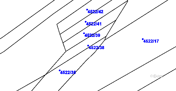 Parcela st. 4522/38 v KÚ Kuřim, Katastrální mapa
