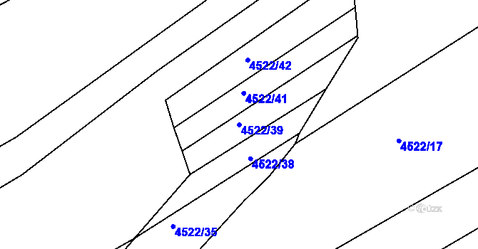 Parcela st. 4522/39 v KÚ Kuřim, Katastrální mapa