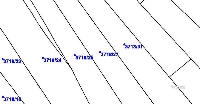 Parcela st. 3718/27 v KÚ Kuřim, Katastrální mapa