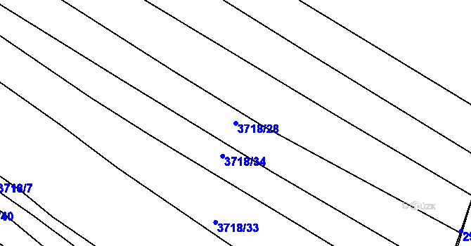Parcela st. 3718/28 v KÚ Kuřim, Katastrální mapa