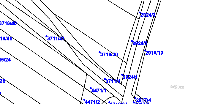 Parcela st. 3718/30 v KÚ Kuřim, Katastrální mapa