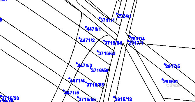 Parcela st. 3716/63 v KÚ Kuřim, Katastrální mapa