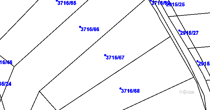 Parcela st. 3716/67 v KÚ Kuřim, Katastrální mapa