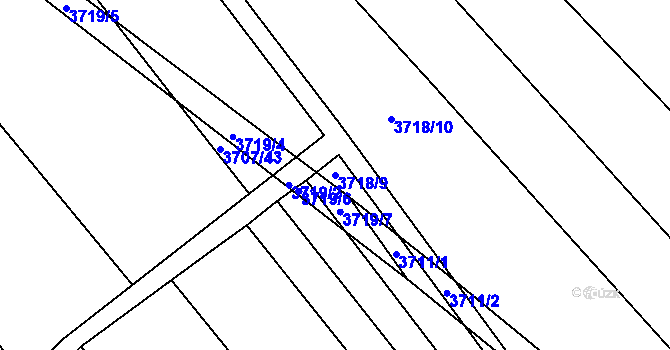 Parcela st. 3718/9 v KÚ Kuřim, Katastrální mapa