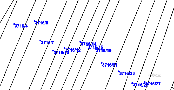 Parcela st. 3716/16 v KÚ Kuřim, Katastrální mapa