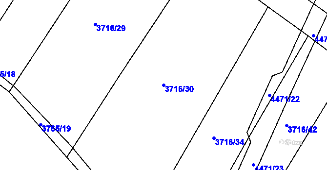 Parcela st. 3716/30 v KÚ Kuřim, Katastrální mapa