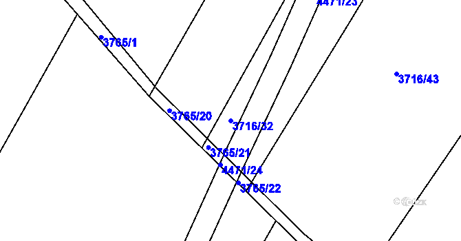 Parcela st. 3716/32 v KÚ Kuřim, Katastrální mapa