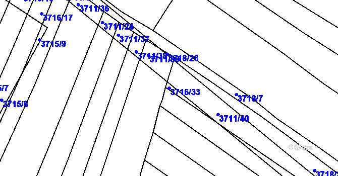 Parcela st. 3716/33 v KÚ Kuřim, Katastrální mapa