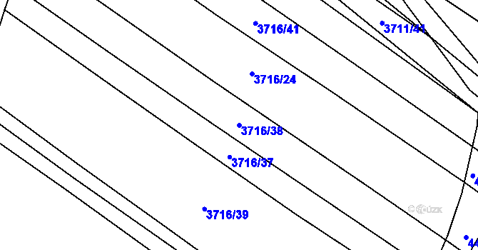 Parcela st. 3716/38 v KÚ Kuřim, Katastrální mapa