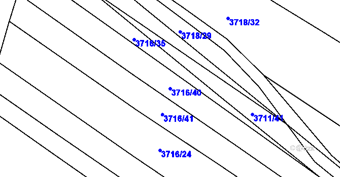Parcela st. 3716/40 v KÚ Kuřim, Katastrální mapa