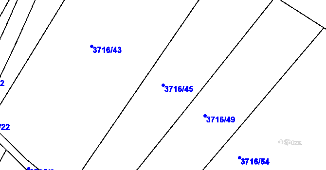 Parcela st. 3716/45 v KÚ Kuřim, Katastrální mapa