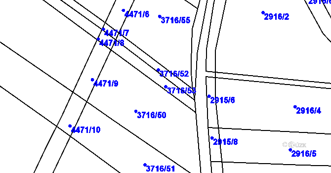 Parcela st. 3716/53 v KÚ Kuřim, Katastrální mapa