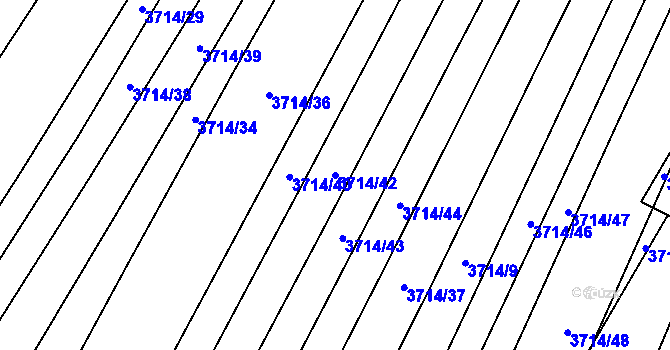 Parcela st. 3714/42 v KÚ Kuřim, Katastrální mapa