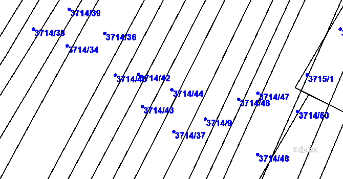 Parcela st. 3714/44 v KÚ Kuřim, Katastrální mapa