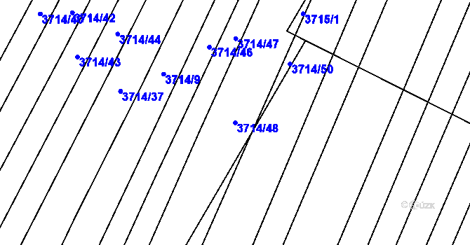 Parcela st. 3714/48 v KÚ Kuřim, Katastrální mapa