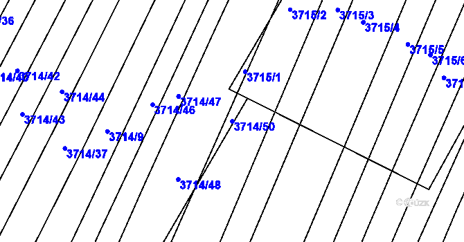 Parcela st. 3714/50 v KÚ Kuřim, Katastrální mapa