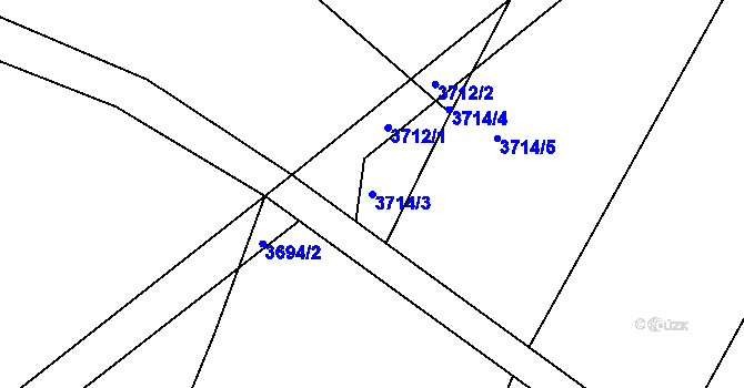 Parcela st. 3714/3 v KÚ Kuřim, Katastrální mapa