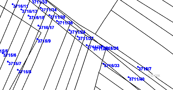 Parcela st. 3711/38 v KÚ Kuřim, Katastrální mapa