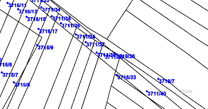 Parcela st. 3711/39 v KÚ Kuřim, Katastrální mapa