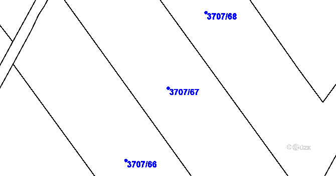 Parcela st. 3707/67 v KÚ Kuřim, Katastrální mapa
