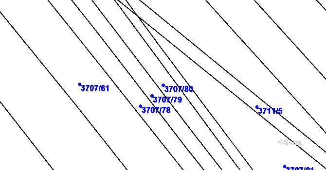 Parcela st. 3707/80 v KÚ Kuřim, Katastrální mapa