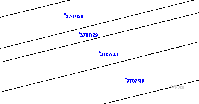 Parcela st. 3707/33 v KÚ Kuřim, Katastrální mapa
