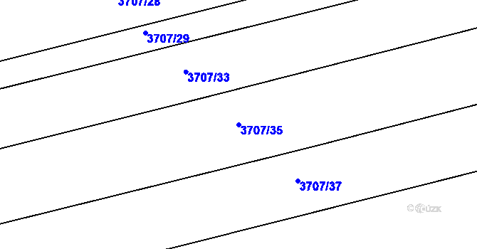 Parcela st. 3707/35 v KÚ Kuřim, Katastrální mapa