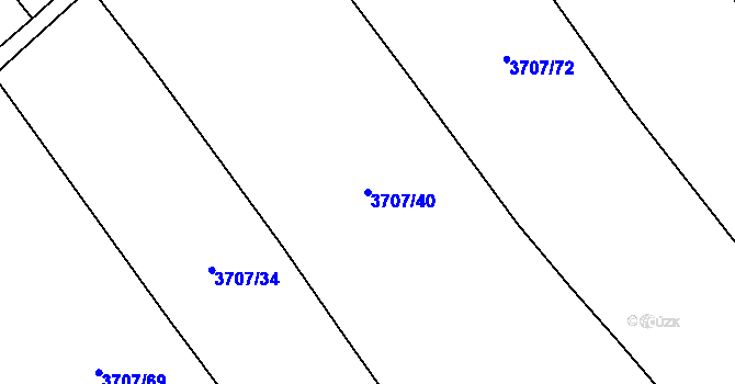 Parcela st. 3707/40 v KÚ Kuřim, Katastrální mapa