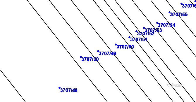 Parcela st. 3707/49 v KÚ Kuřim, Katastrální mapa