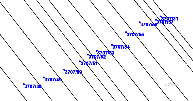 Parcela st. 3707/53 v KÚ Kuřim, Katastrální mapa