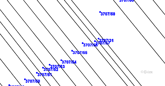 Parcela st. 3707/56 v KÚ Kuřim, Katastrální mapa