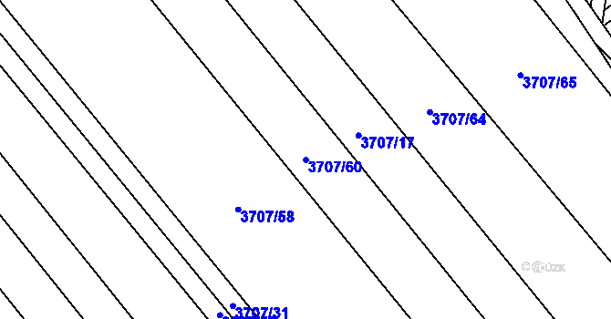 Parcela st. 3707/60 v KÚ Kuřim, Katastrální mapa