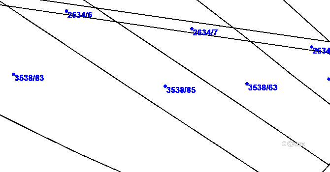 Parcela st. 3538/85 v KÚ Kuřim, Katastrální mapa
