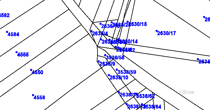 Parcela st. 3538/58 v KÚ Kuřim, Katastrální mapa