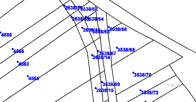 Parcela st. 3538/67 v KÚ Kuřim, Katastrální mapa