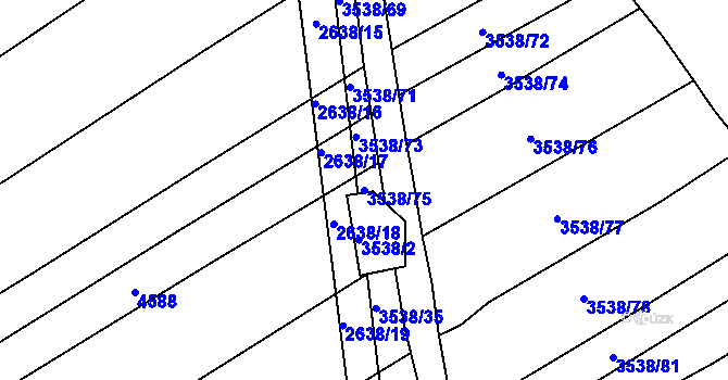 Parcela st. 3538/75 v KÚ Kuřim, Katastrální mapa
