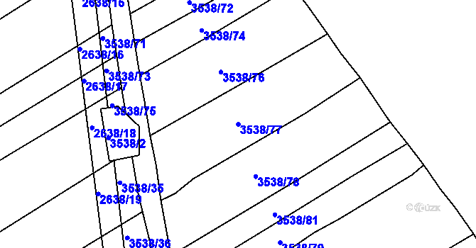 Parcela st. 3538/77 v KÚ Kuřim, Katastrální mapa
