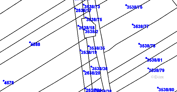 Parcela st. 3538/35 v KÚ Kuřim, Katastrální mapa