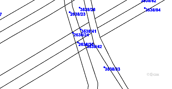 Parcela st. 3538/42 v KÚ Kuřim, Katastrální mapa