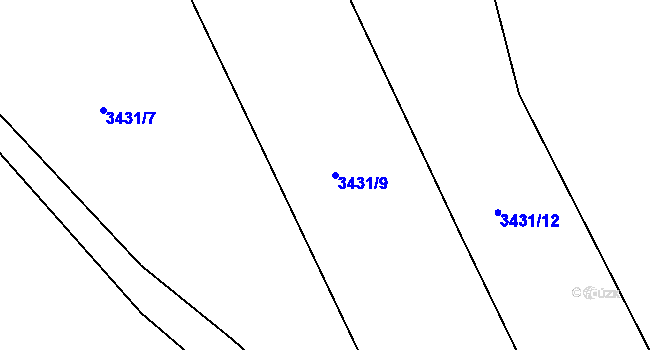 Parcela st. 3431/9 v KÚ Kuřim, Katastrální mapa