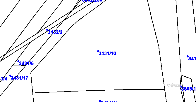 Parcela st. 3431/10 v KÚ Kuřim, Katastrální mapa