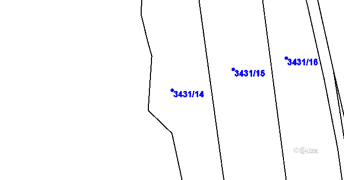 Parcela st. 3431/14 v KÚ Kuřim, Katastrální mapa