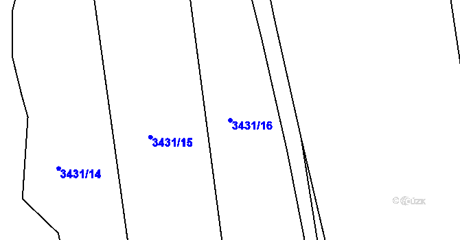 Parcela st. 3431/16 v KÚ Kuřim, Katastrální mapa