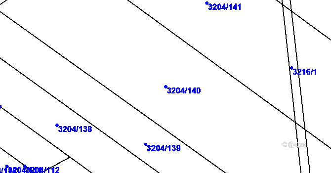 Parcela st. 3204/140 v KÚ Kuřim, Katastrální mapa