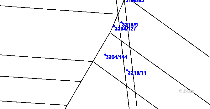 Parcela st. 3204/144 v KÚ Kuřim, Katastrální mapa