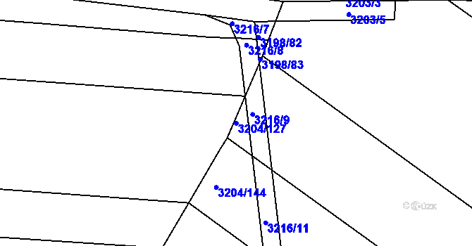 Parcela st. 3204/127 v KÚ Kuřim, Katastrální mapa