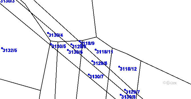 Parcela st. 3118/11 v KÚ Kuřim, Katastrální mapa