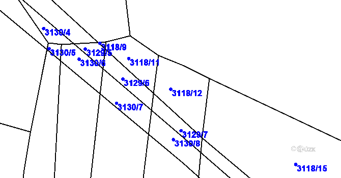 Parcela st. 3118/12 v KÚ Kuřim, Katastrální mapa
